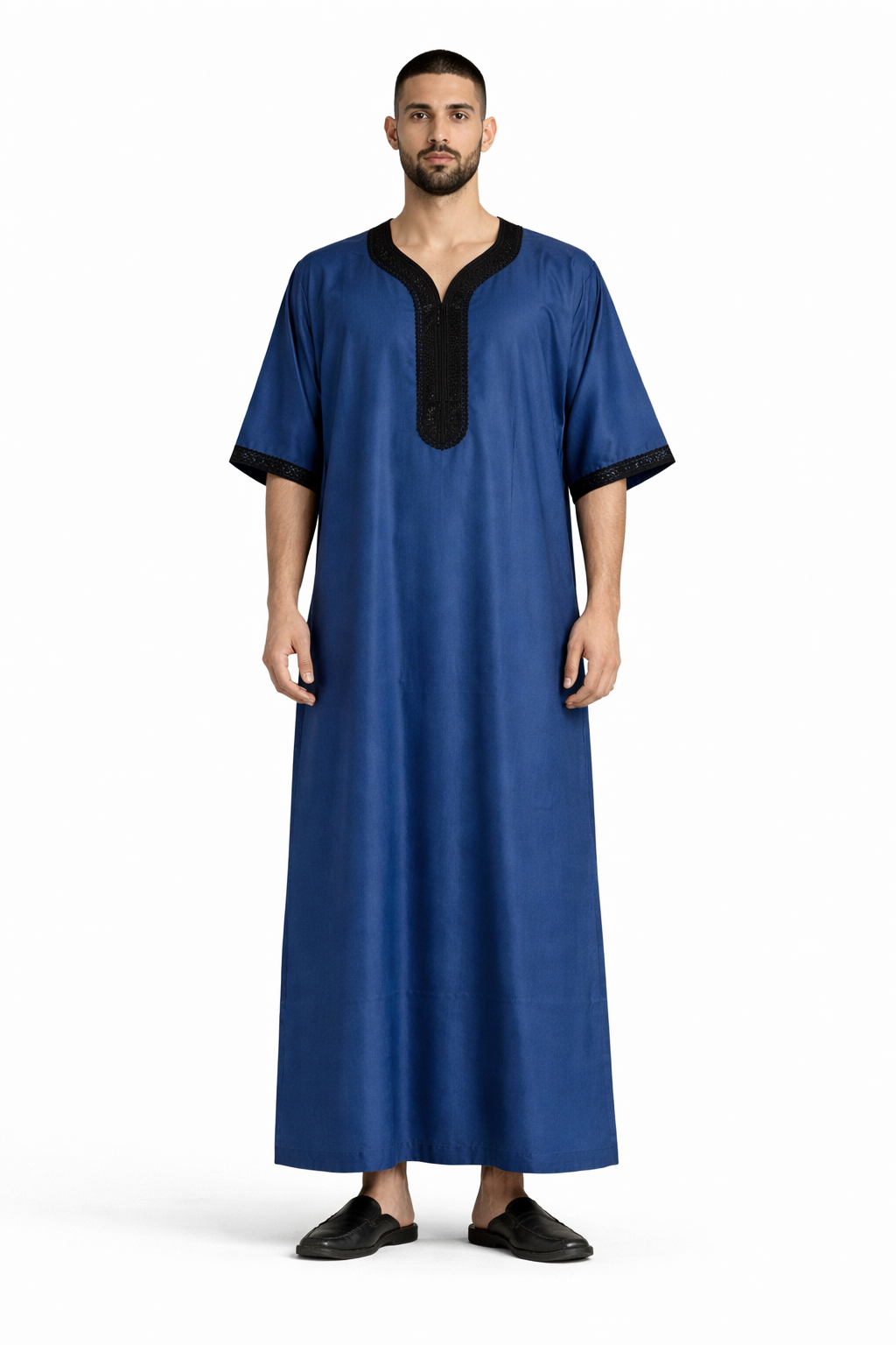 Dar Atlas Signature Kaftan Royal Blue met Zwart Borduurwerk