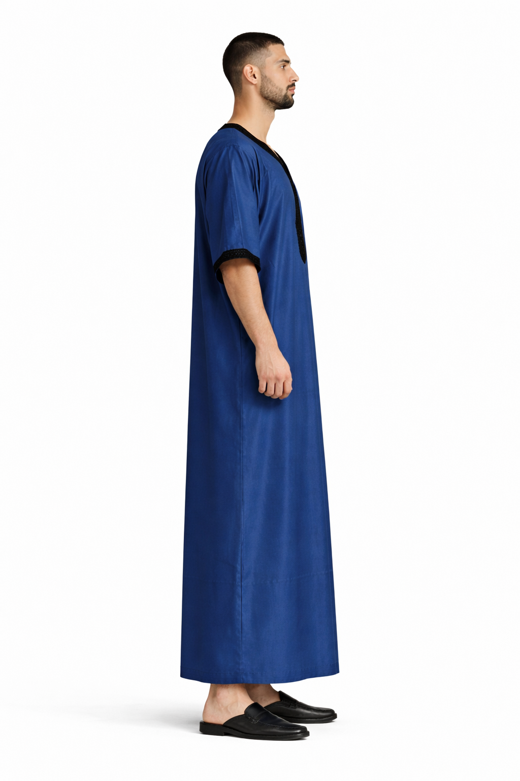 Dar Atlas Signature Kaftan Royal Blue met Zwart Borduurwerk